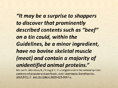 How much does the actual content of canned pet food differ from the label claim?